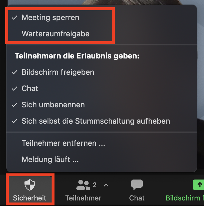 Zoom: Meeting sperren