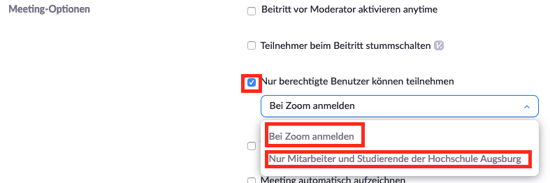 Zoom: Nur berechtigte Benutzer zulassen