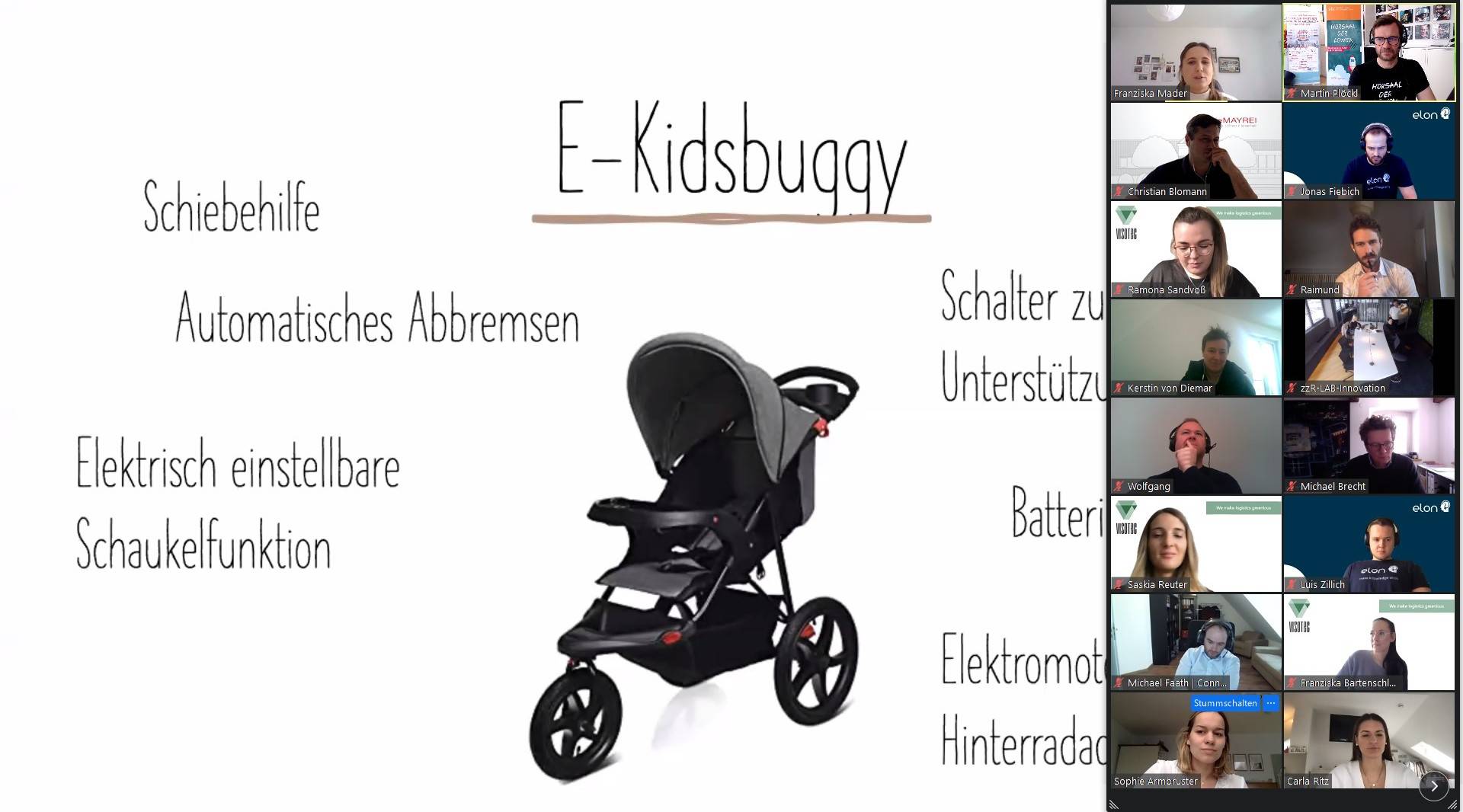 Mit FRASOCA präsentierten Studierende ihre Ideen rund um einen elektrischen Kinderwagen mit vielen Specials.