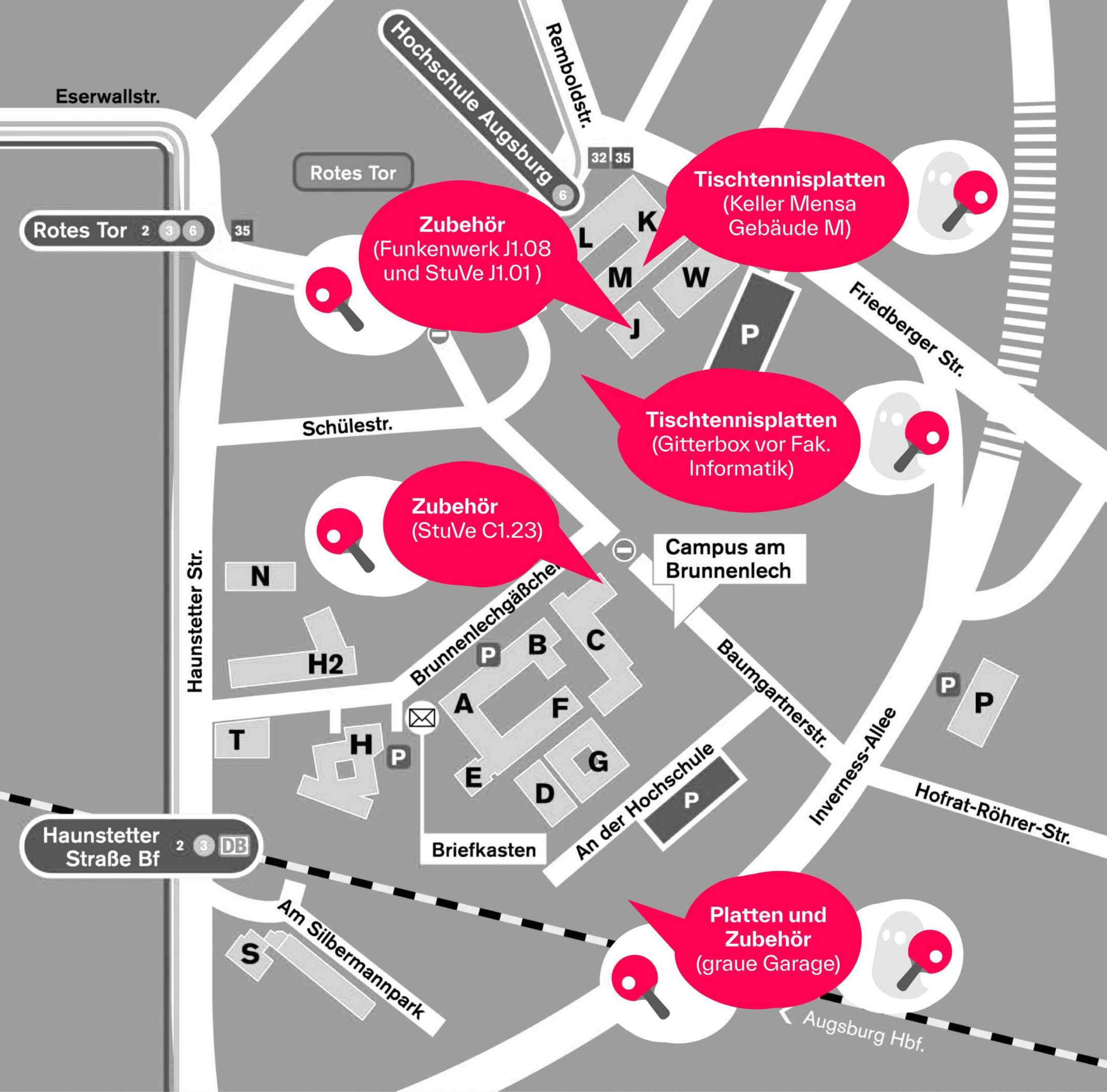 Lageplan Tischtennisplatten & Zubehör