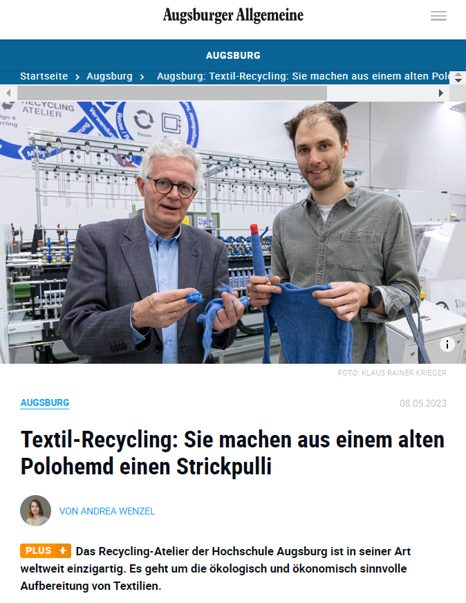 Augsburger Allgemeine über das Recycling Atelier