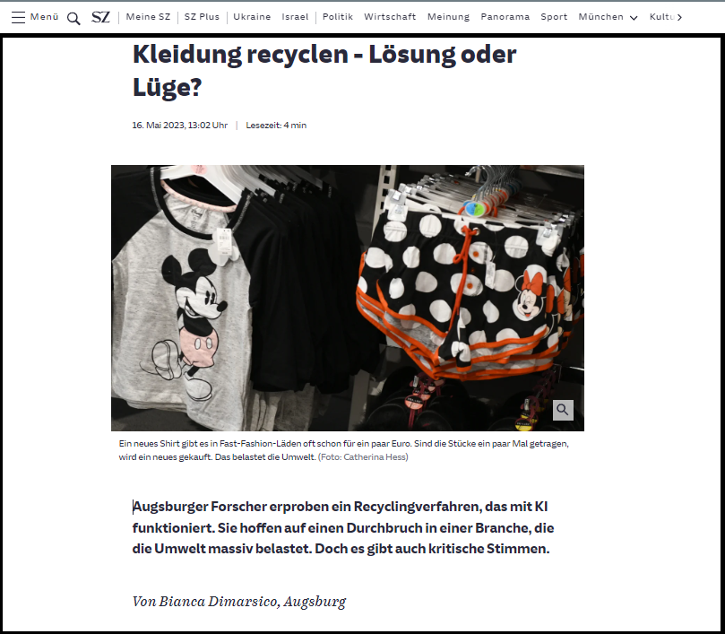 Süddeutsche Zeitung über das Recycling Atelier