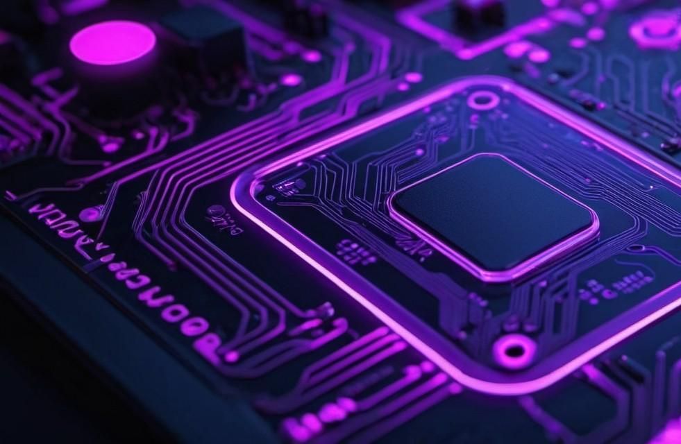 circuit board in violett light