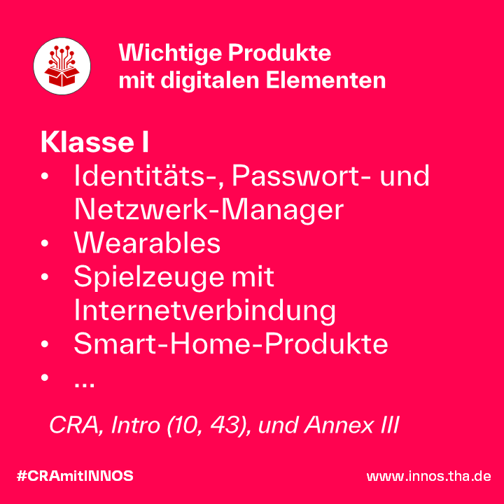 Klasse I der wichtigen Produkte mit digitalen Elementen