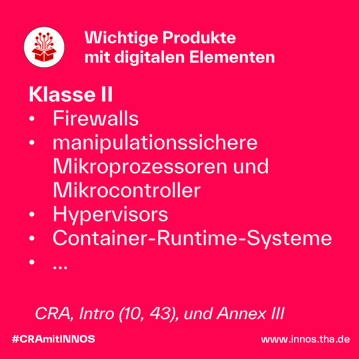 Klasse II der wichtigen Produkte mit digitalen Elementen