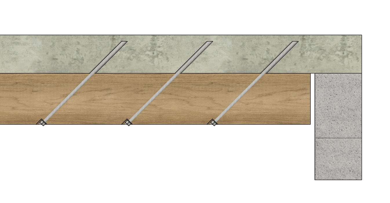 Mögliche Befestigung des Holzbalkens an der Bestandsdecke Mögliche Befestigung des Holzbalkens an der Bestandsdecke