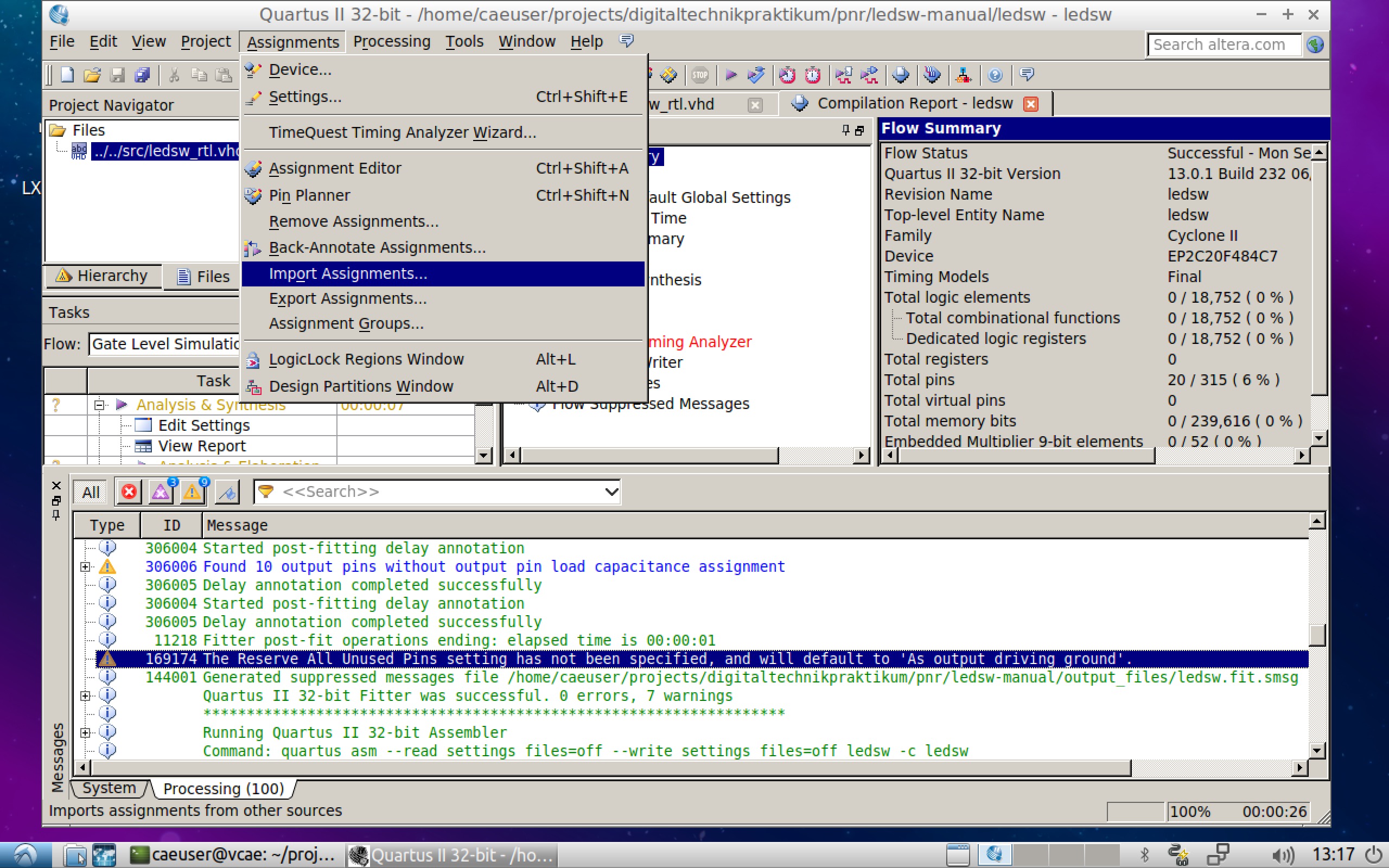  Quartus Import Assignments