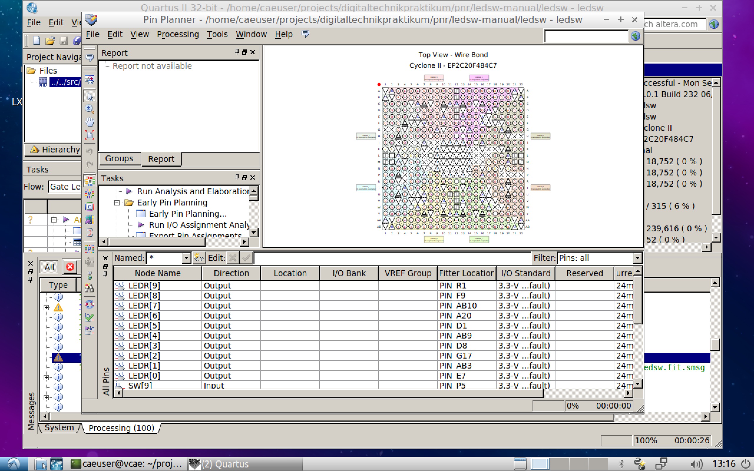  Quartus Pin Planner ohne Zuordnung der Pins