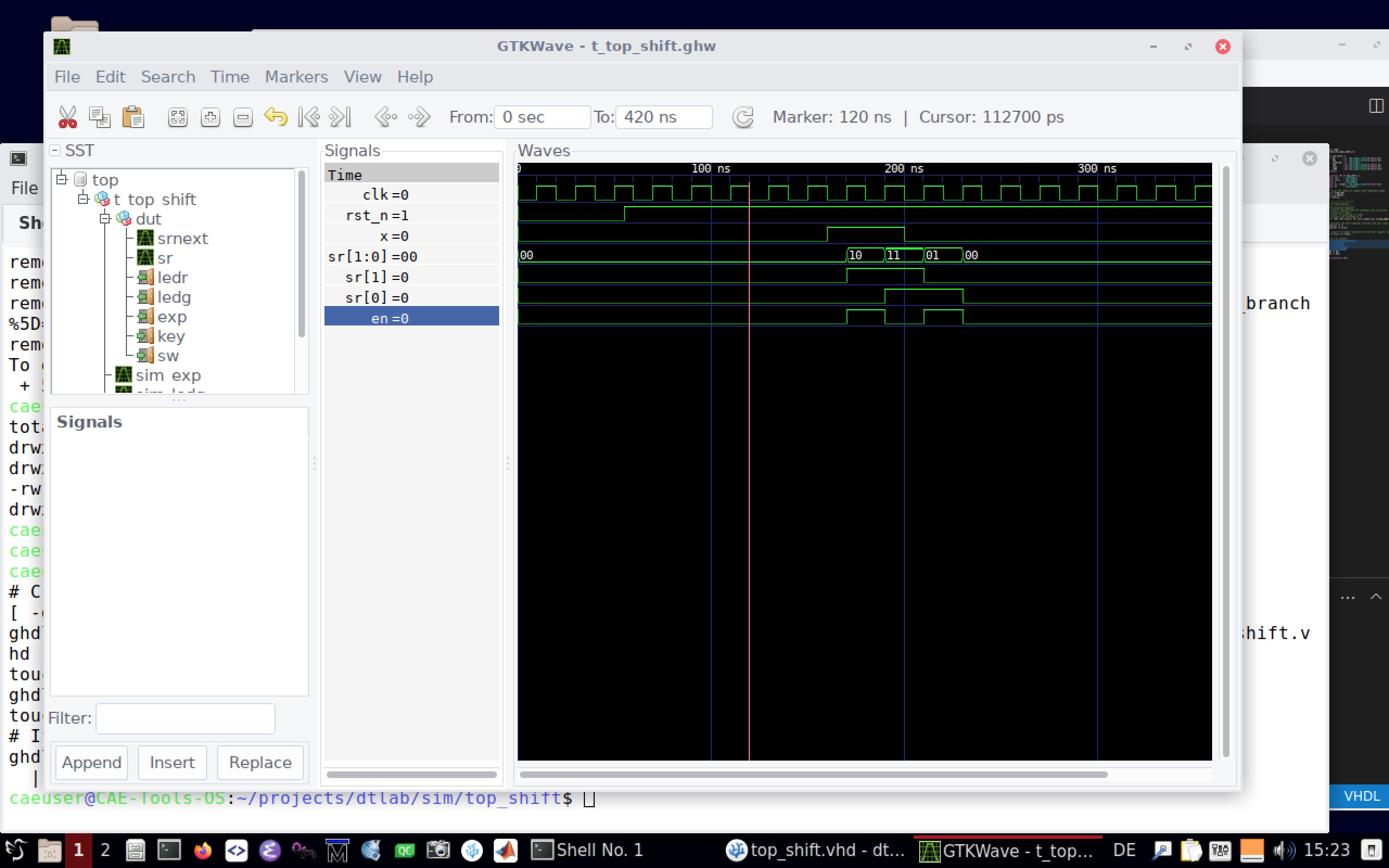 ghdl Simulation von top_shift