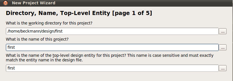 Quartus Project Entity Name