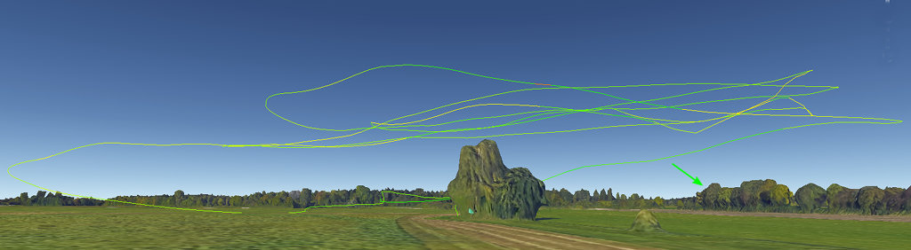 Google Earth - flight path from ground point-of-view