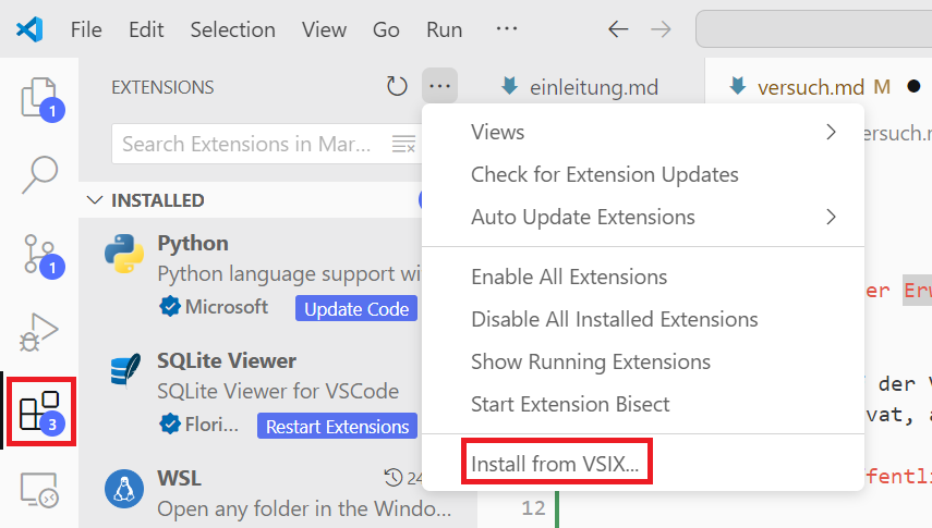 install .vsix