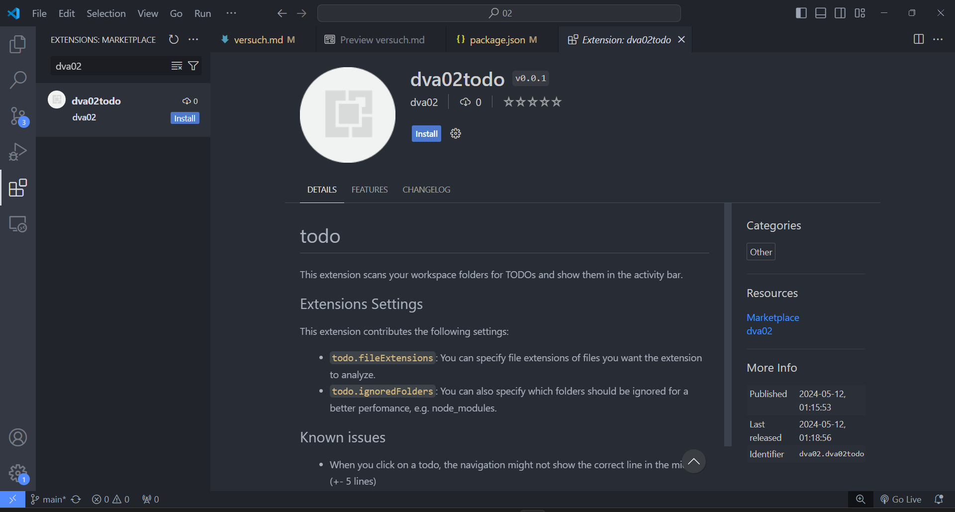 published extension