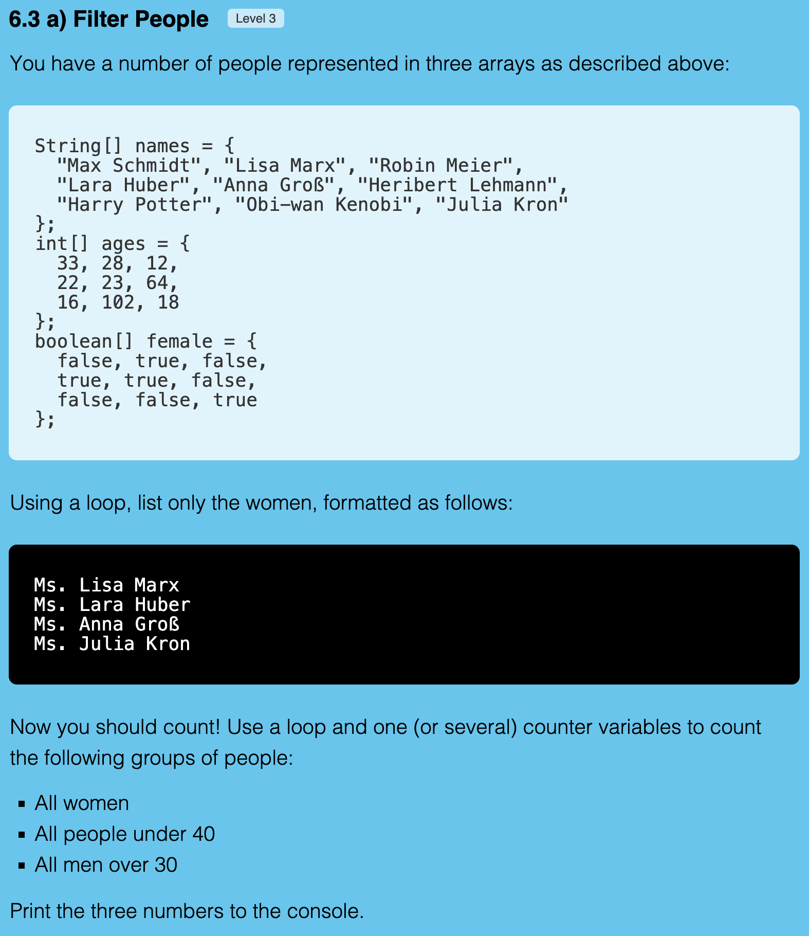 Exercise 6.3a Screenshot