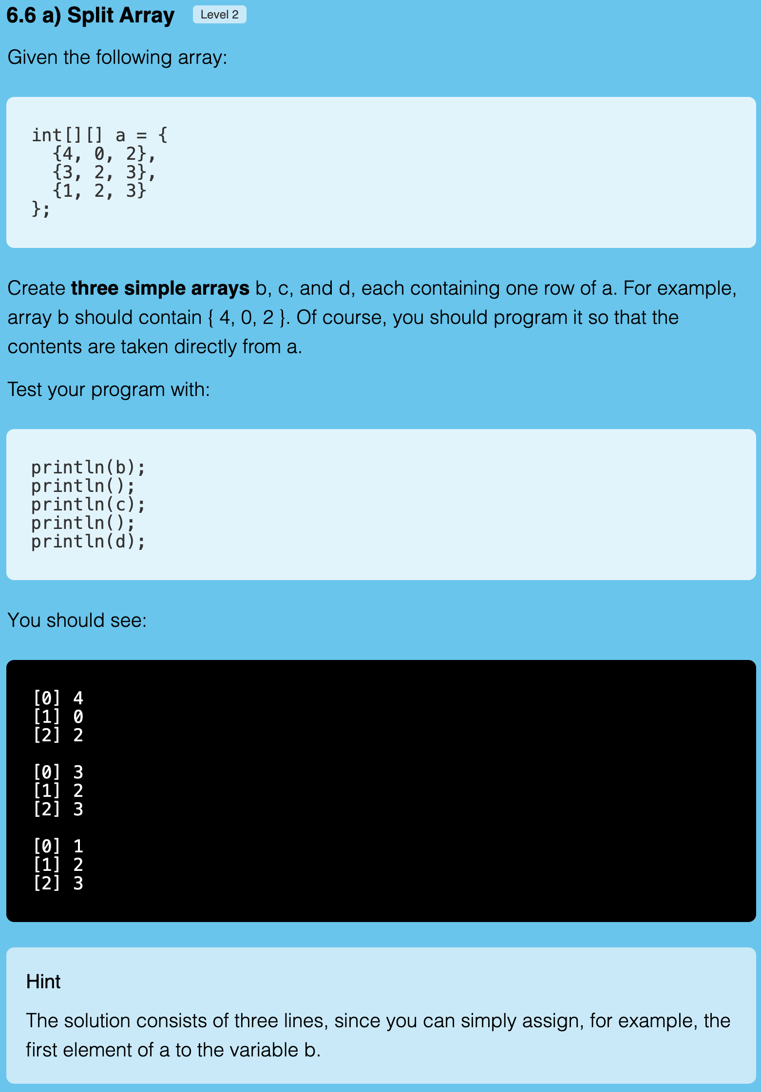 Exercise 6.6a Screenshot