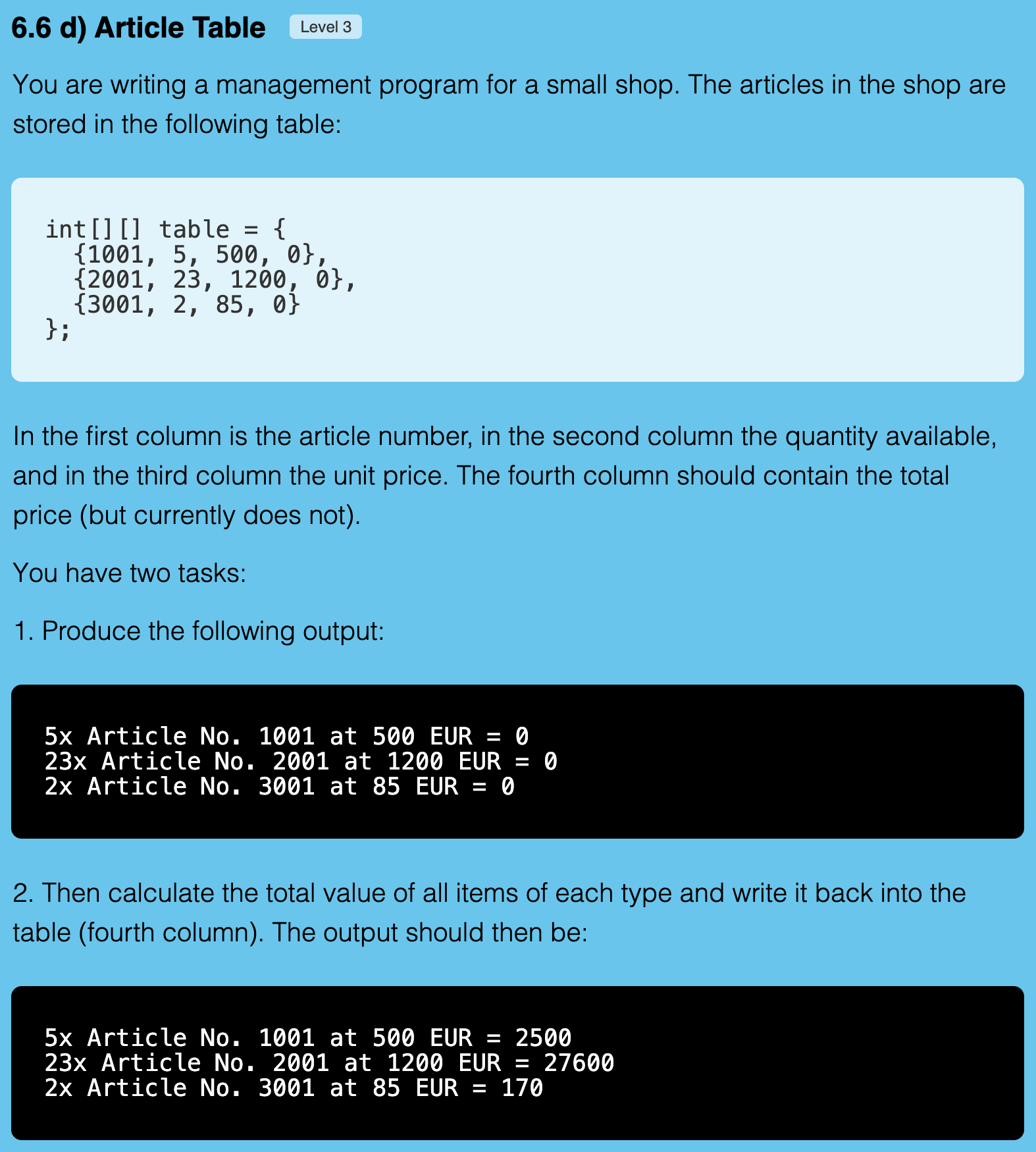 Exercise 6.6d Screenshot
