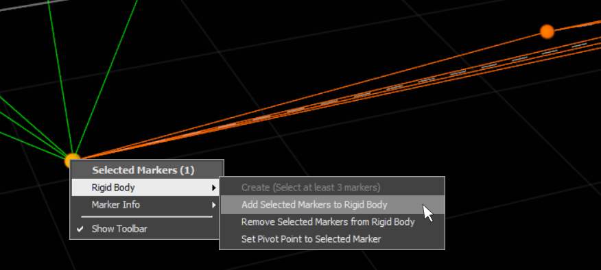 Hinzufügen eines zusätzlichen Markers zu einem Rigid Body