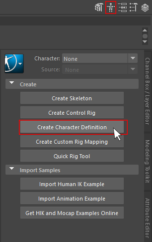 Create Charakter Definition in Maya