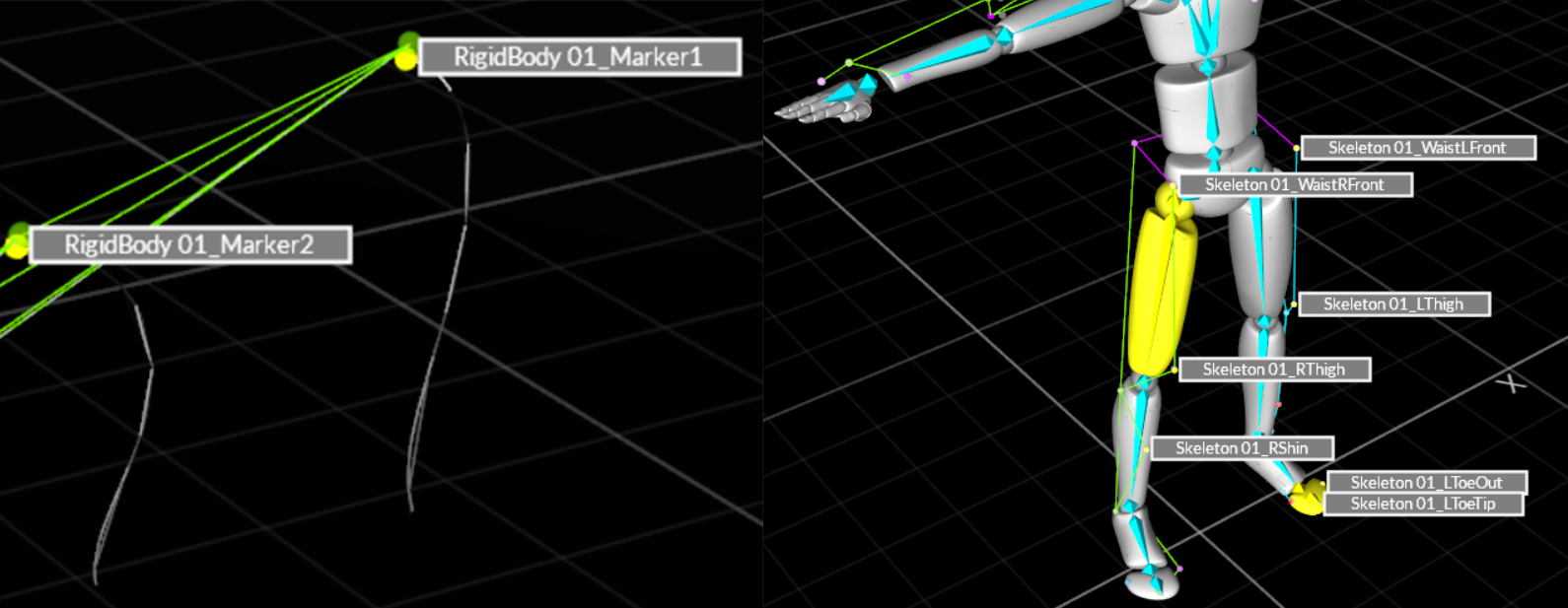 Auto-gelabelte Rigid Body- und Skelett-Marker