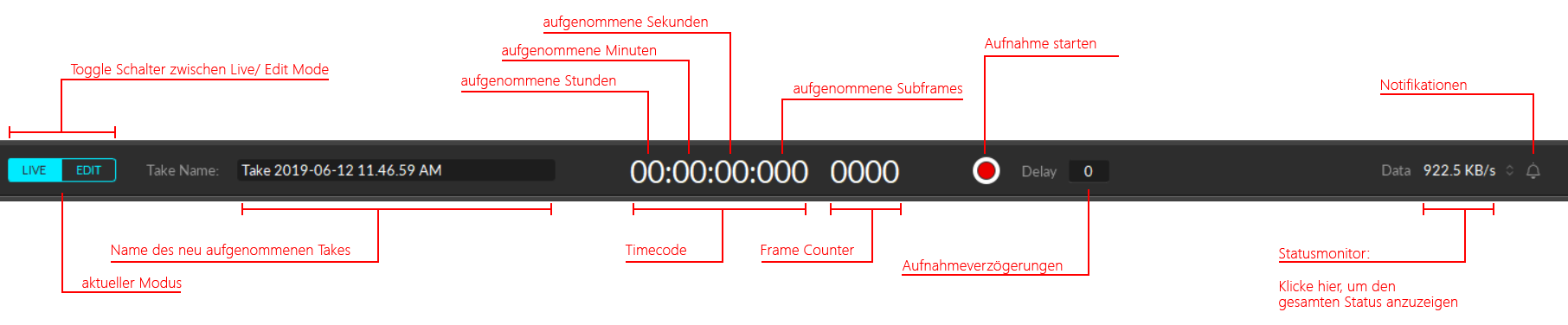 Das Control Deck im unteren Bildschirmbereich