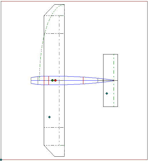 Draufsicht mit äquivalentem elliptischen Flügelgrundriß